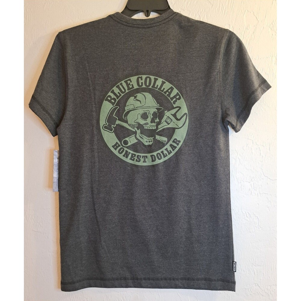 BCHD Men's NWT Grey Skull Graphic Crew Neck Tee S Mechanic Tradesman Work Grit